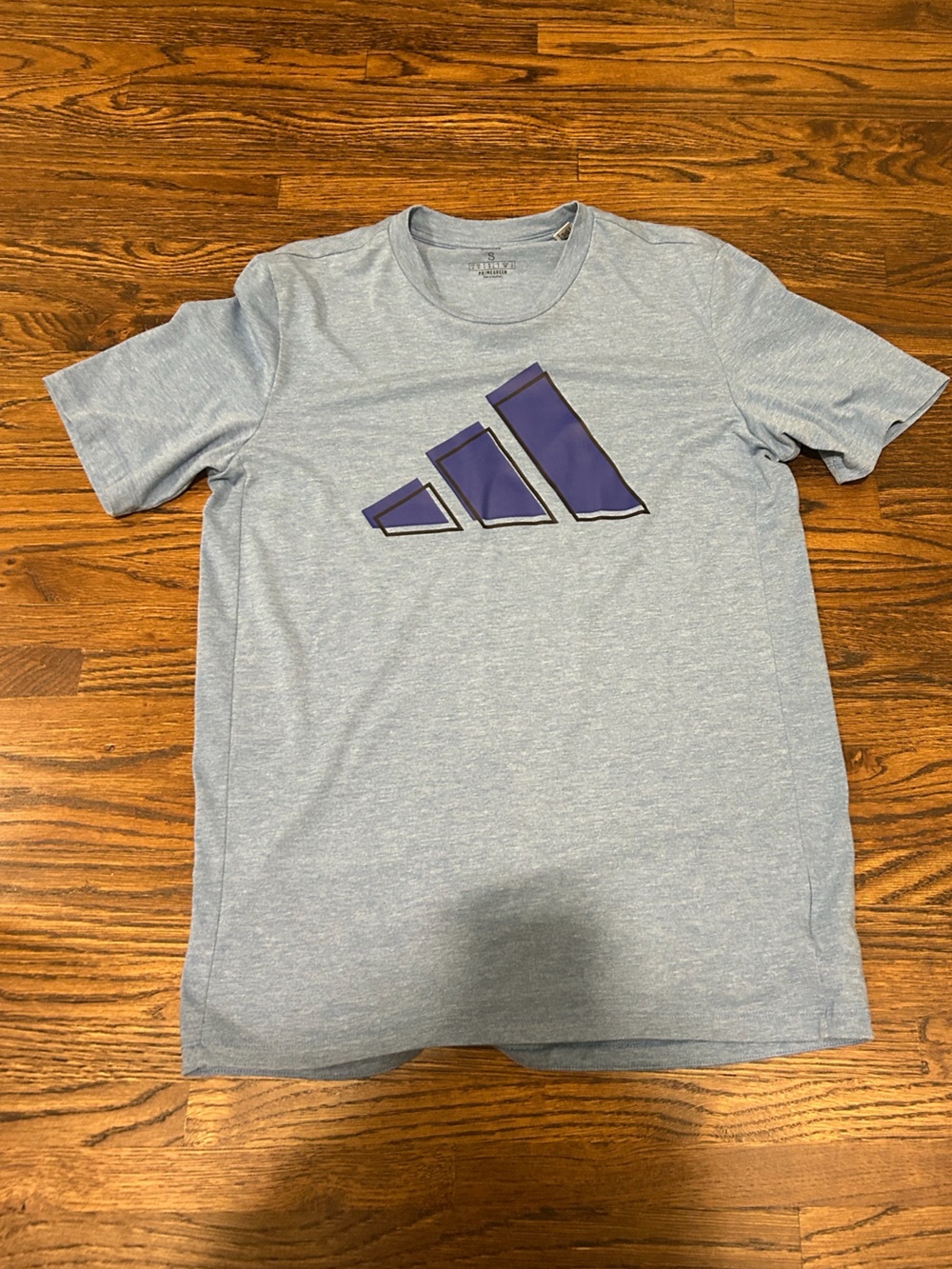 adidas Light Blue Short-Sleeve Tee with Navy Logo